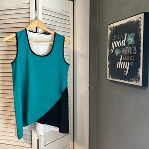 Teal and black colorblock tunic from Calvin Klein. EUC